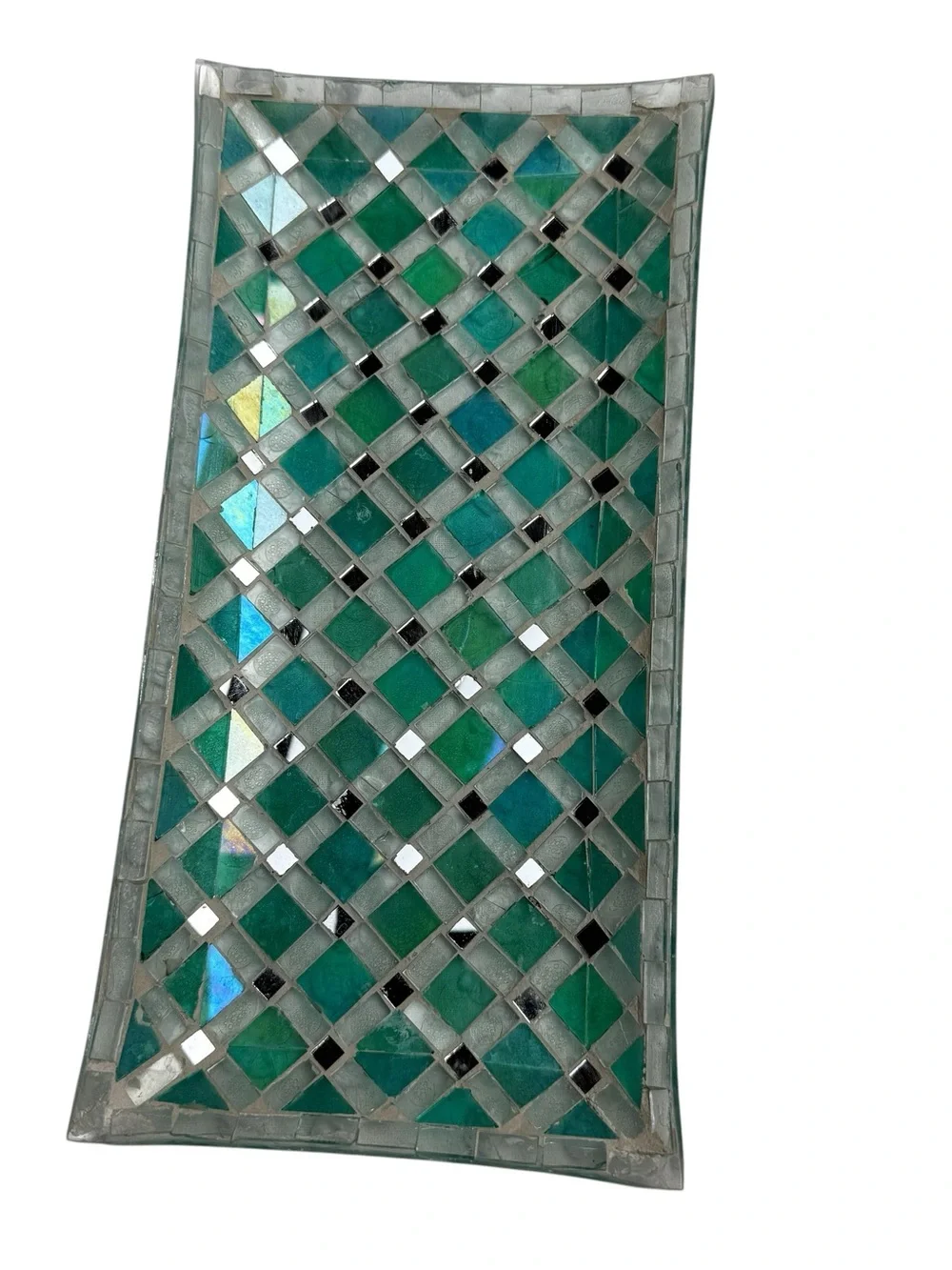 Pier 1 Green and Teal Mosaic Glass Wall Panel